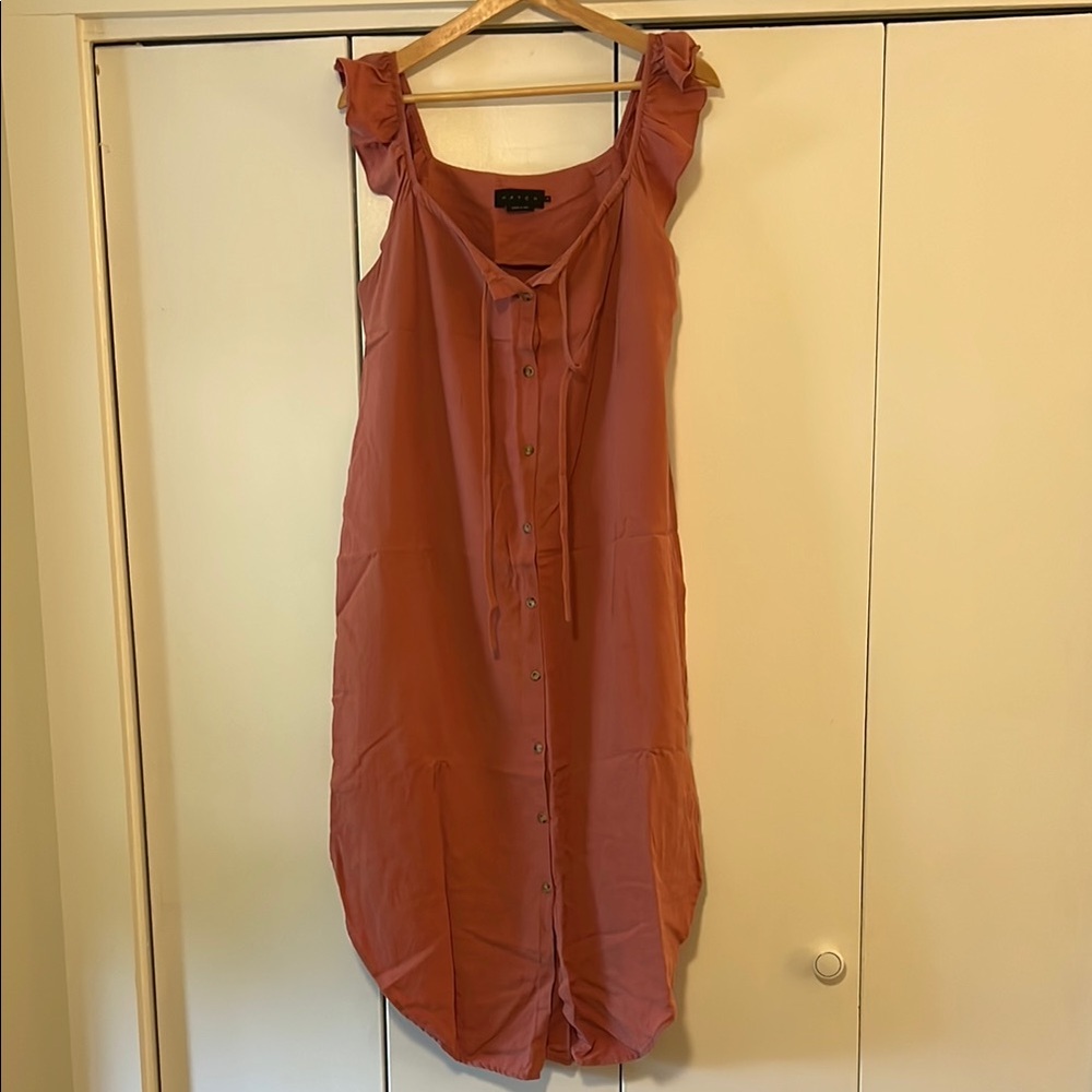 Maternity Button-Front Ruffle Strap Dress - Dusty Rose
